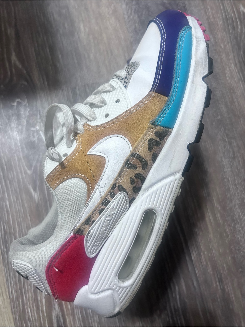 Nike Air Max 90 women’s size 10- White, gold,Tan, Teal, Purple, red, Leopard